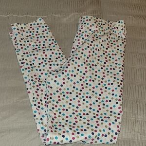 Isaac Mizrahi White Polka Dot Kids Leggings